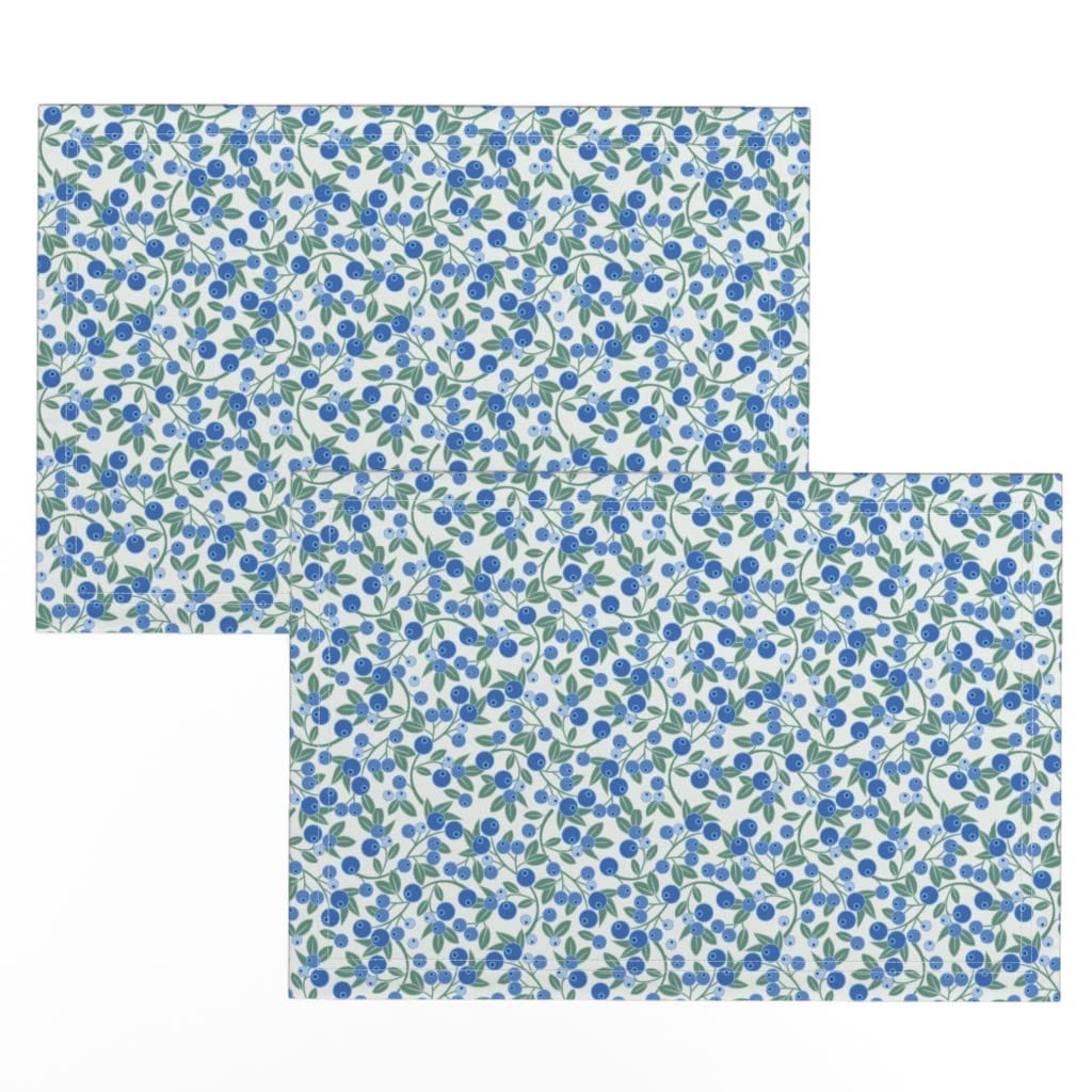 Premium Linen Cotton Canvas Placemats Set of 2 - Blueberry Botanical Print Table Mats for Dining, Kitchen Decor & Party Serving | Washable & Durable Home Accessories