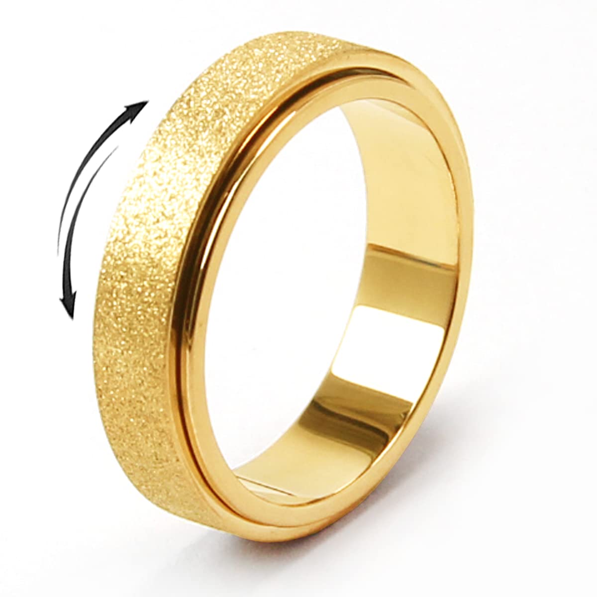 MHWTTY Fidget Spinner Anxiety Relief Ring for Women & Men - Gold Spinner Ring for Stress Relief, Focus, and ADHD - Adjustable Fidget Toy for Kids & Adults - Perfect for Office, School, and Travel