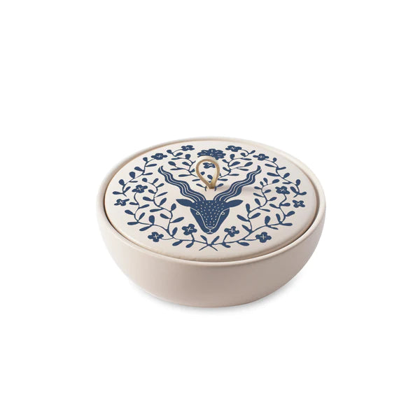 Handmade Capricorn Zodiac Round Stoneware Trinket Box - Perfect for Jewelry Storage, Home Decor & Gift Giving