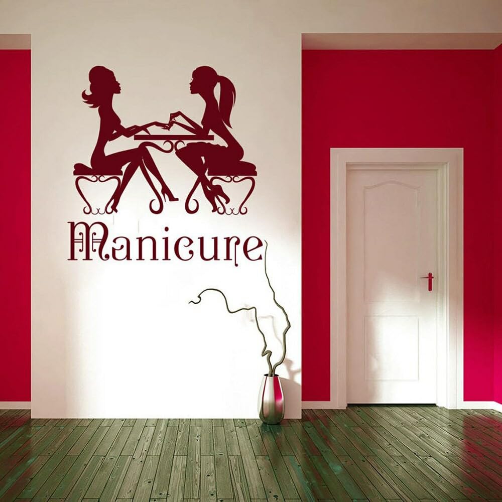 Vinyl Wall Decal for Nail Salon & Beauty Salon - Red Manicure Manicurist Decor Sticker | Perfect for Salon Walls, Home Decor & Spa Room Aesthetics