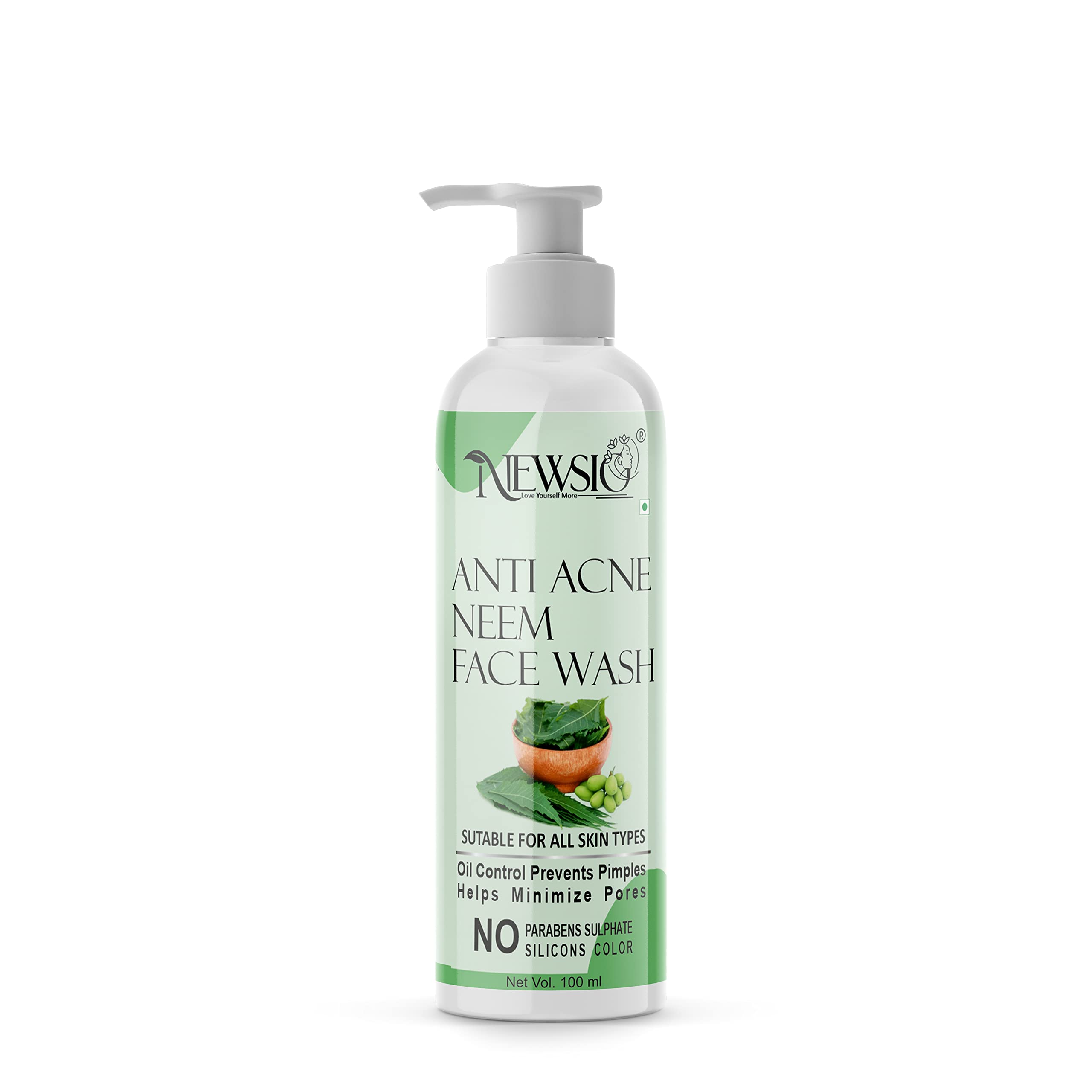 Newsio Anti Acne Neem Face Wash for Oily Skin - Tea Tree & Aloe Vera Formula for Pimple Marks Removal & Glowing Skin | Daily Cleanser for Acne-Prone Skin, Blackhead Treatment & Clear Complexion | Perfect for Morning & Night Skincare Routine