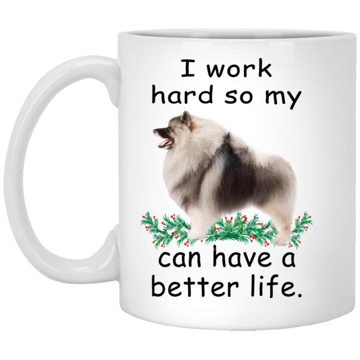Funny Keeshond Brown Dog Lover Coffee Mug - 11oz White Ceramic Cup with Cute Pet Design - Perfect Christmas Gift 2024 for Dog Owners - Great for Morning Coffee, Office Use & Pet Lover Gifts