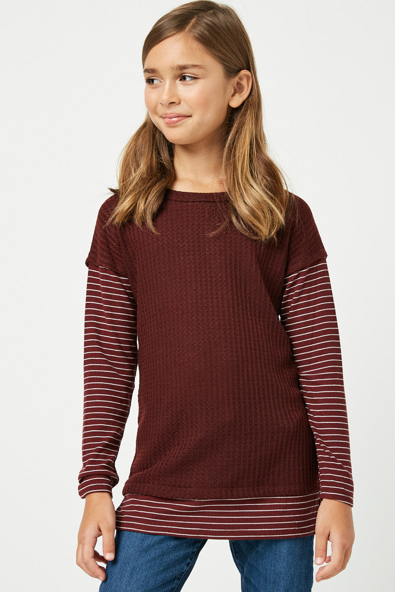 Women's Stripe Sleeve Knit Top - Soft Casual Long Sleeve Shirt for Fall & Winter | Perfect for Office, Date Night & Weekend Outfits