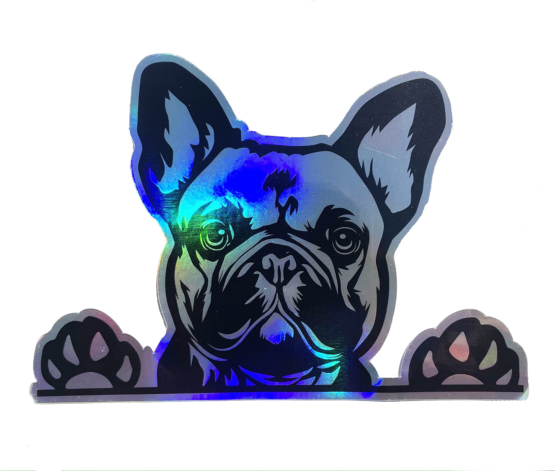 WickedGoodz French Bulldog Holographic Decal - Dog Paws Breed Bumper Sticker - for Laptops, Tumblers, Windows, Cars, Trucks, Walls - Perfect for Pet Lovers & Home Decor