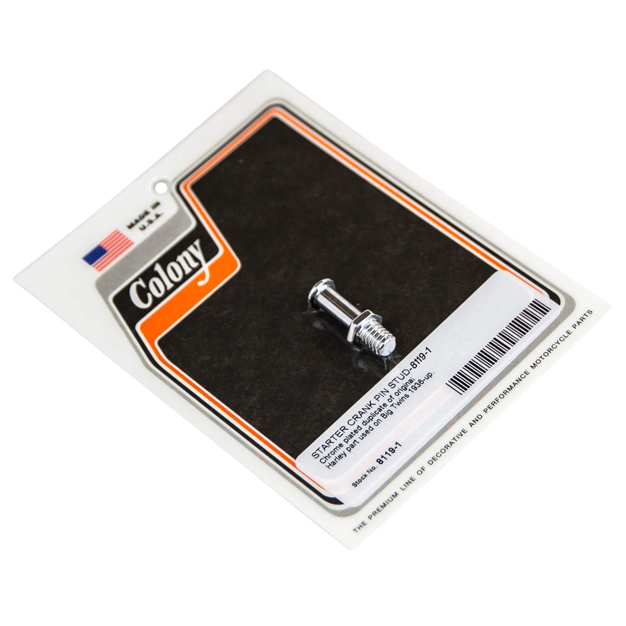8119 Starter Crank Pin Stud for 1936-Up Harley Davidson Big Twins - Chrome Plated Replacement Part for Motorcycle Engine Repair & Restoration