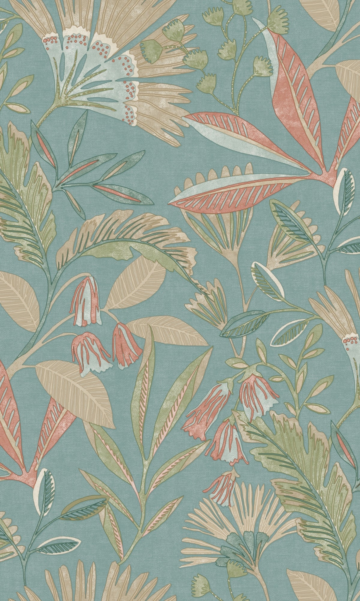 Blue Tropical Flowers and Trees Botanical Wallpaper R8911 - Waterproof Peel & Stick Wall Mural for Home, Office, Nursery Decor | Perfect for Bedroom, Living Room, Bathroom Accent Walls