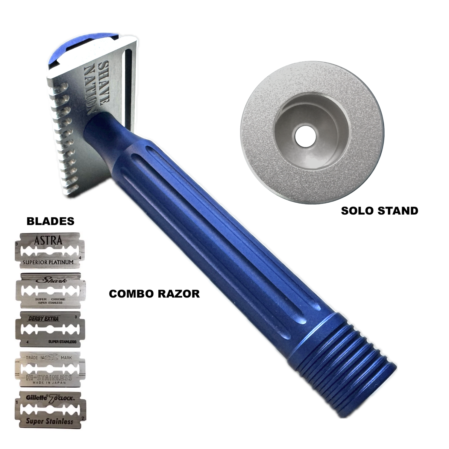 Premium Shave Nation Double Edge Safety Razor - Open & Closed Comb Head for Smooth Shaving - Perfect for Men's Grooming, Travel & Barber Shops