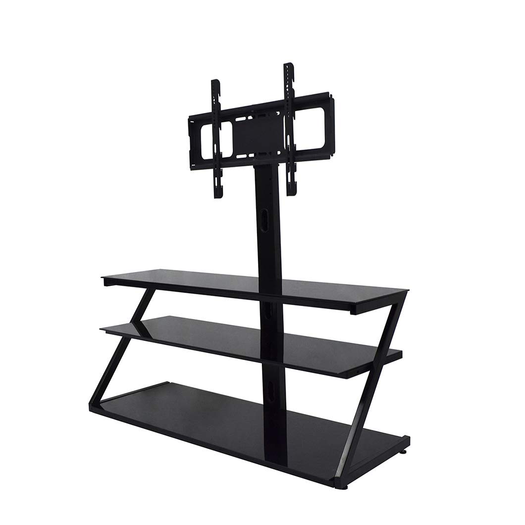 Seedfaya Corner TV Stand - Adjustable Height Universal Tempered Glass TV Stand with Metal Frame, 3-Tier Design for 32-65 Inch TVs - Perfect for Living Rooms, Bedrooms & Home Theaters