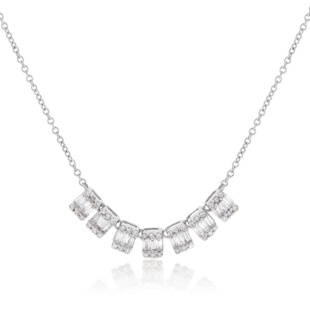14K White Gold 1/2 Carat Diamond Adjustable Chain 38-43cm | Elegant Necklace for Women | Perfect for Weddings, Anniversaries & Special Occasions