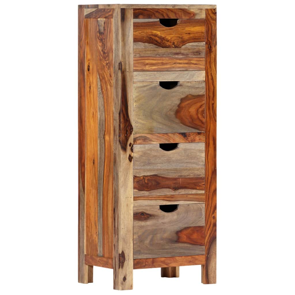 4-Drawer Solid Sheesham Wood Storage Cabinet - 15.7