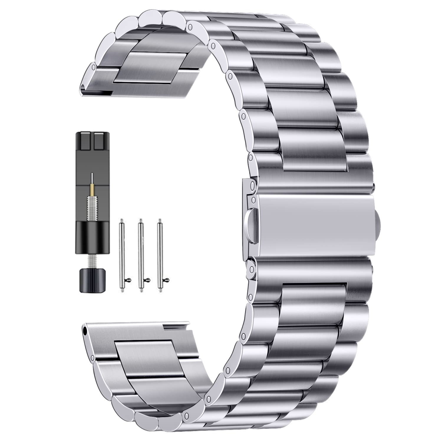 Premium 20mm/40mm/44mm Stainless Steel Galaxy Watch Band - Compatible with Samsung Galaxy Watch 6 Classic, Watch 5 Pro, Watch 4 Classic, Watch Active 2 & Gear S2 - Durable Metal Wrist Strap for Workouts, Business Meetings & Everyday Wear