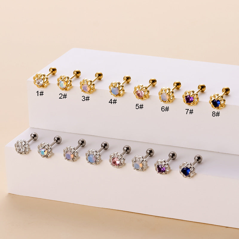 20G Cartilage Tiny Stud Earrings - Sunflower & Opal Stud Earrings for Women | Dainty Jewelry for Everyday Wear, Gifts, Parties & Special Occasions | HSPJ735