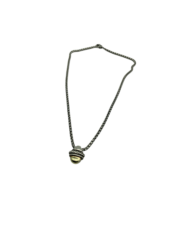 David Yurman 14k Gold & Sterling Silver Acorn Pendant Necklace for Women - Elegant Jewelry Gift for Birthday, Anniversary & Special Occasions