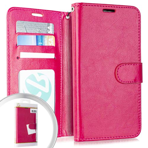 Samsung Galaxy A21 Wallet Case with Card Slots - Hot Pink | Slim Protective Phone Cover for Everyday Use & Travel