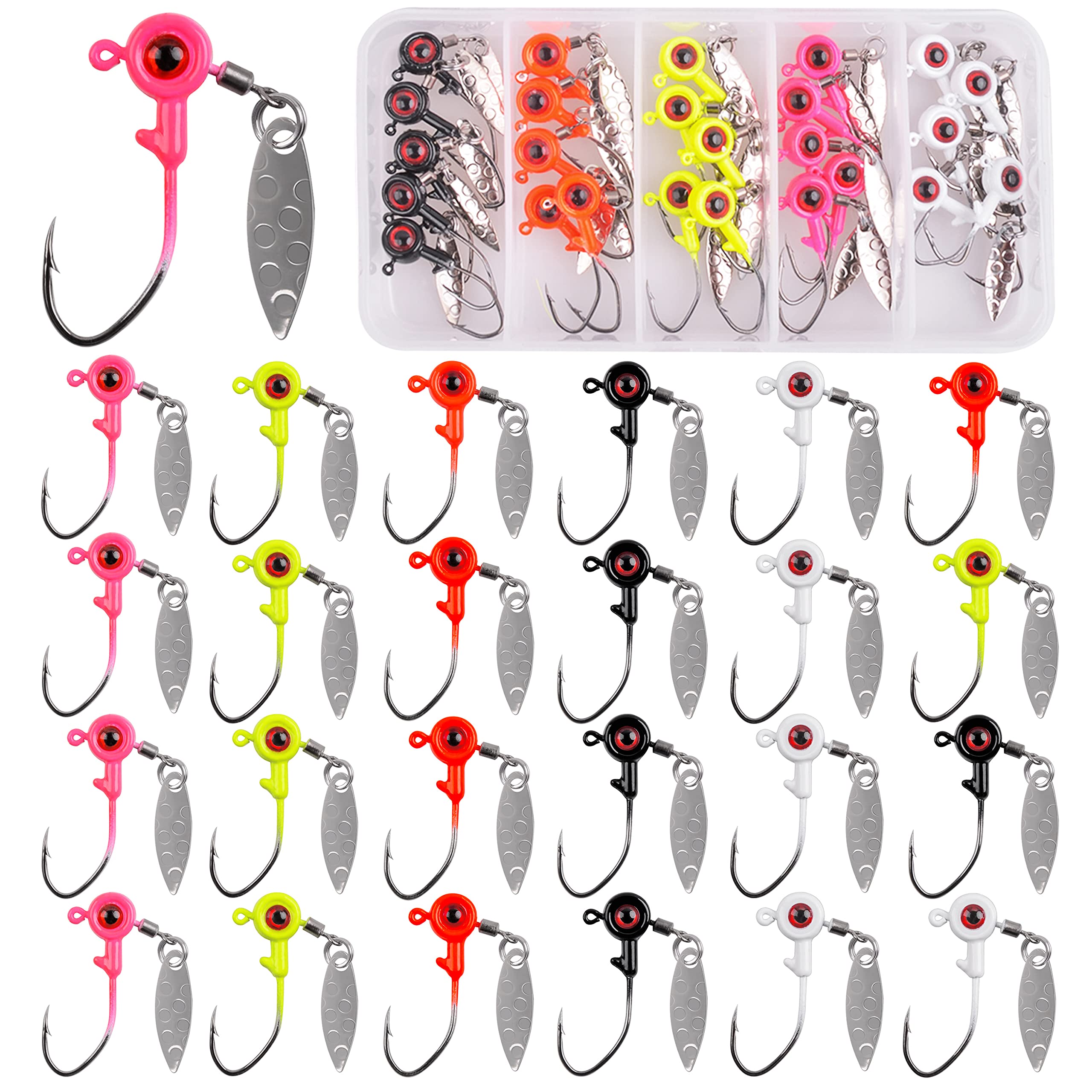 25-50PCS Fishing Jig Heads Kit with Plastic Box for Bass & Crappie - Freshwater & Saltwater Fishing Lures