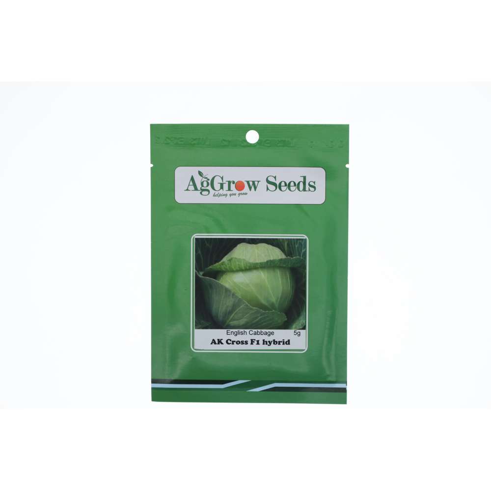 AgGrow English Cabbage (Gobi) Seeds Ak Cross F1 Hybrid 5g - Premium Vegetable Seeds for Home Gardening & Organic Farming