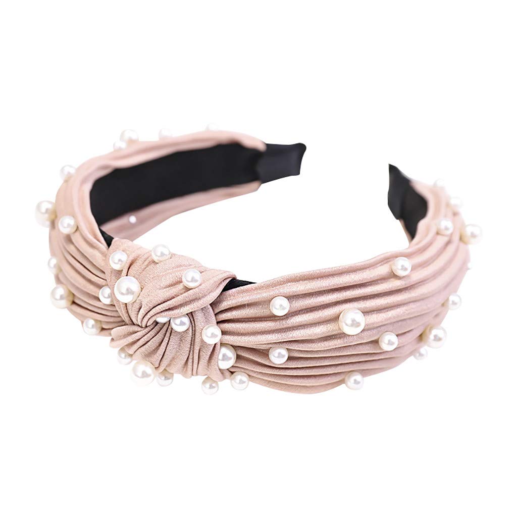 Elegant Pearl Beaded Bow Knot Hairband for Women & Girls - Stylish Head Hoop Hair Accessory for Parties, Weddings & Daily Wear