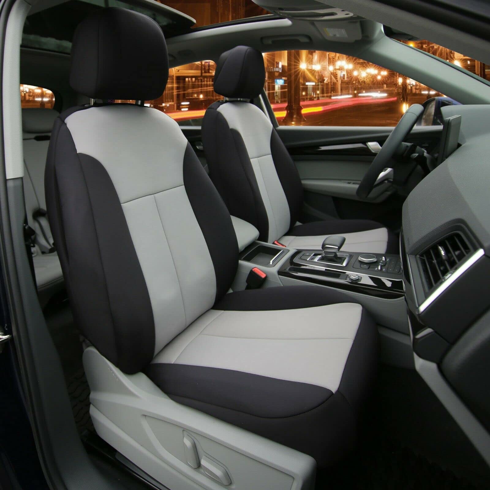 Premium Neoprene Front Car Seat Covers - Universal Fit, High Stretch, Breathable & Durable (Gray) - Perfect for SUVs, Trucks & Sedans - Protects Seats from Spills, Pets & Wear