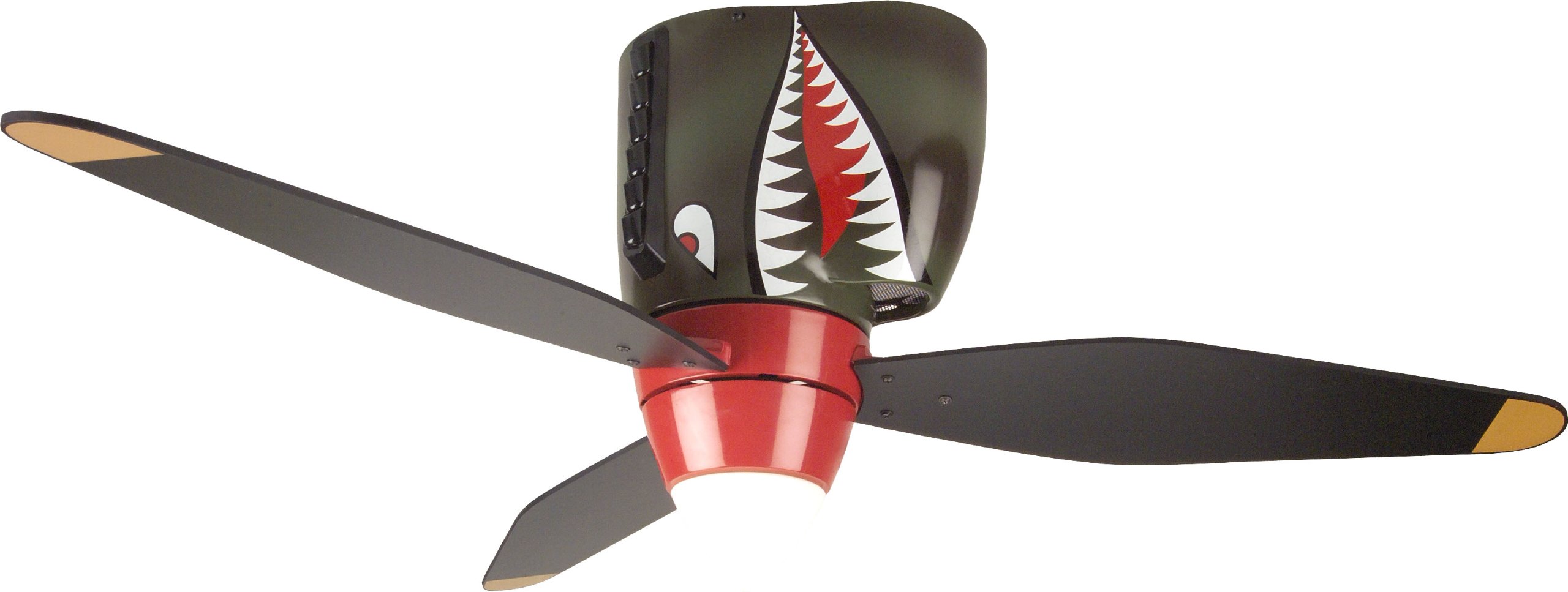 Craftmade 48-Inch 3 Blade Hugger Ceiling Fan with Light - Tiger Shark Warplane Design for Boys Room, Kids Bedroom & Playroom - Energy Efficient Quiet Cooling Fan for Children's Spaces