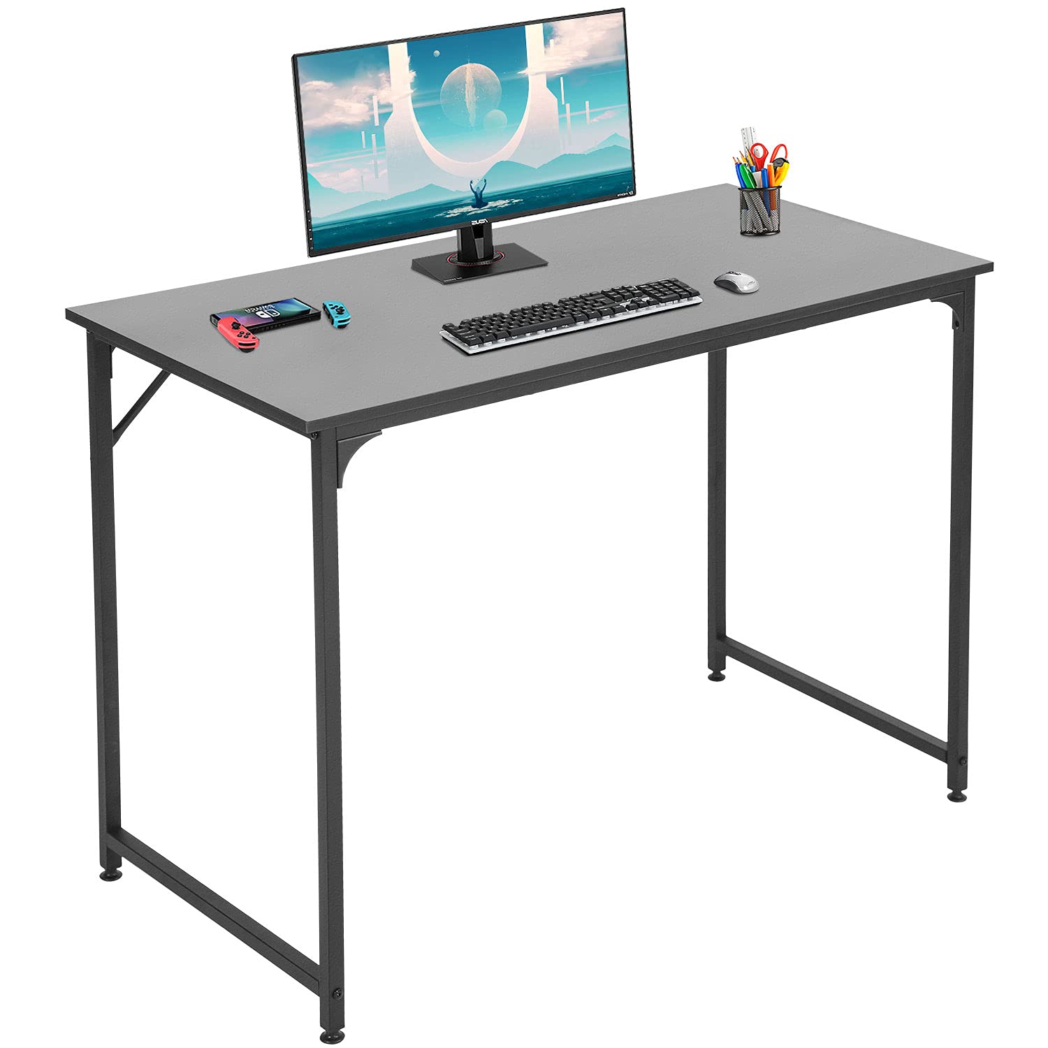 35/39/47 Inch Modern Simple Style Computer Desk - Home Office Writing Study Table with Sturdy Metal Frame, Gaming & Workstation Desk for Small Spaces (Black, 39 Inch) - Perfect for Home Office, Gaming Setup & Small Apartments