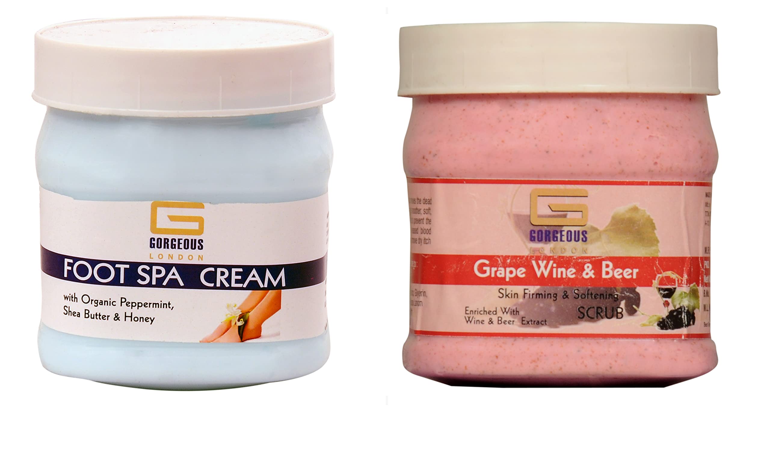 Luxury London Foot Spa Cream & Grape Wine Scrub Set - 2 Pack (450g Each) | Deep Moisturizing & Exfoliating for Soft Feet | Perfect for Pedicures, At-Home Spa Days & Gift Giving