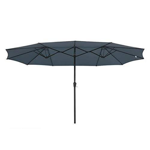 Chi Mercantile 14.8' x 8.8' Large Outdoor Patio Market Umbrella with Ventilation - Charcoal Gray - Perfect for Backyard, Poolside, and Commercial Outdoor Spaces