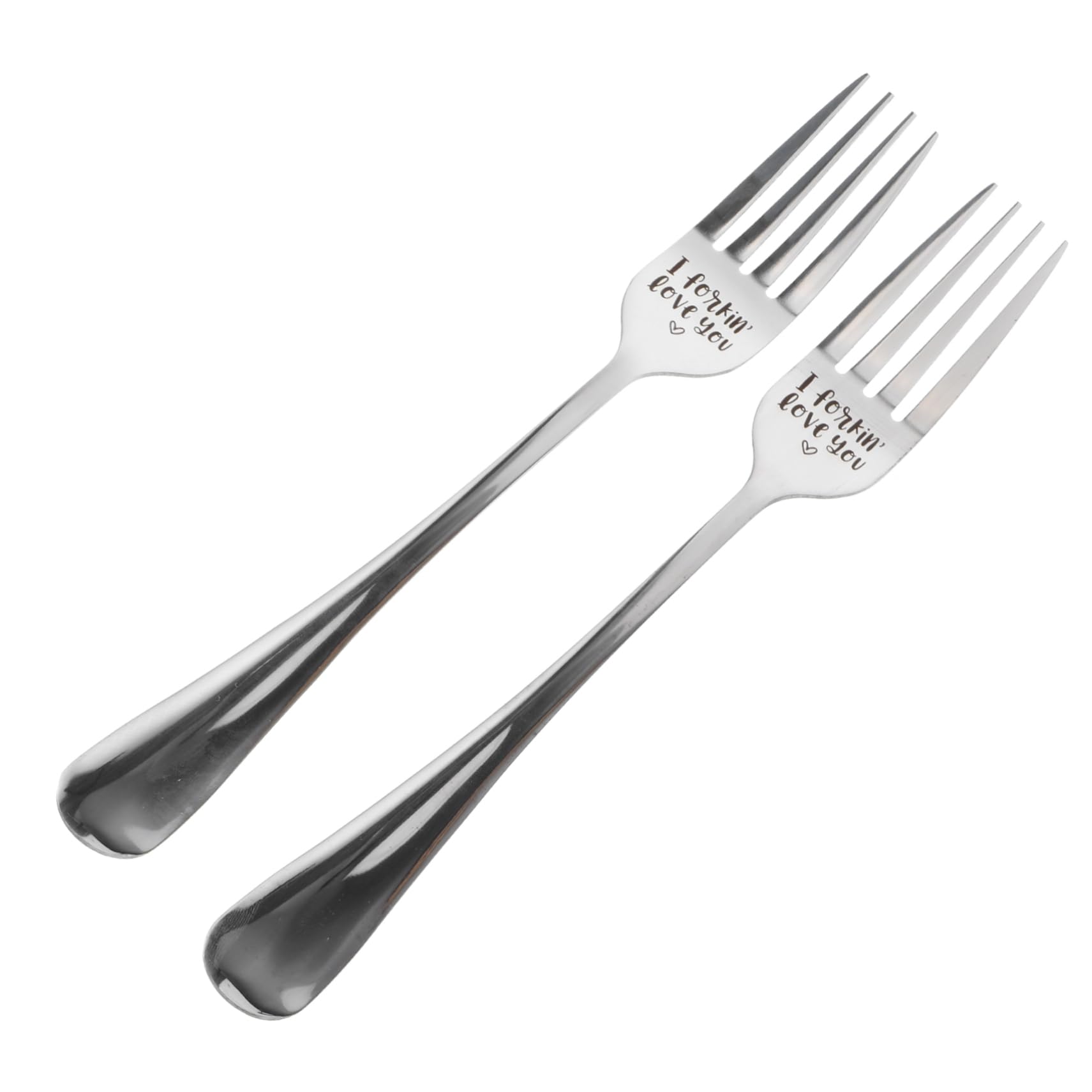 2 Pcs Romantic Engraved Stainless Steel Dessert Forks for Couples - Sweet Cross Design Reusable Tableware for Tea, Dinner & Special Occasions - Perfect for Anniversaries, Valentine's Day & Romantic Date Nights
