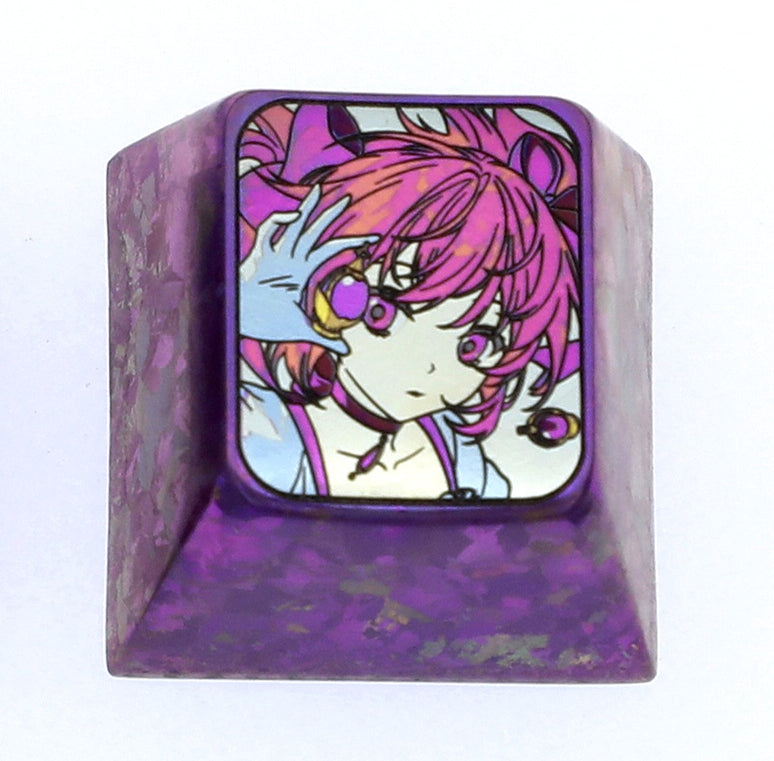 Custom 1U Titanium Alloy Keycap - Anime & Game Character Design (Madoka Kaname) - Durable Metal Keycap for Mechanical Keyboards - Perfect for Gaming, Typing & Custom Keyboard Builds