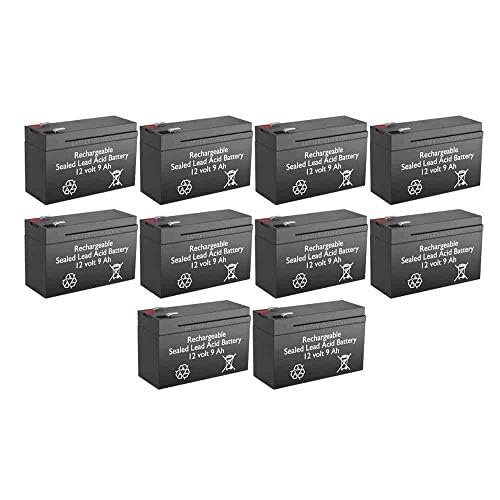 Nfinity One NBATTMOD Replacement 12V 9Ah SLA Rechargeable Battery - High Rate Performance (10 Pack) - Perfect for UPS Backup, Emergency Lighting & Security Systems