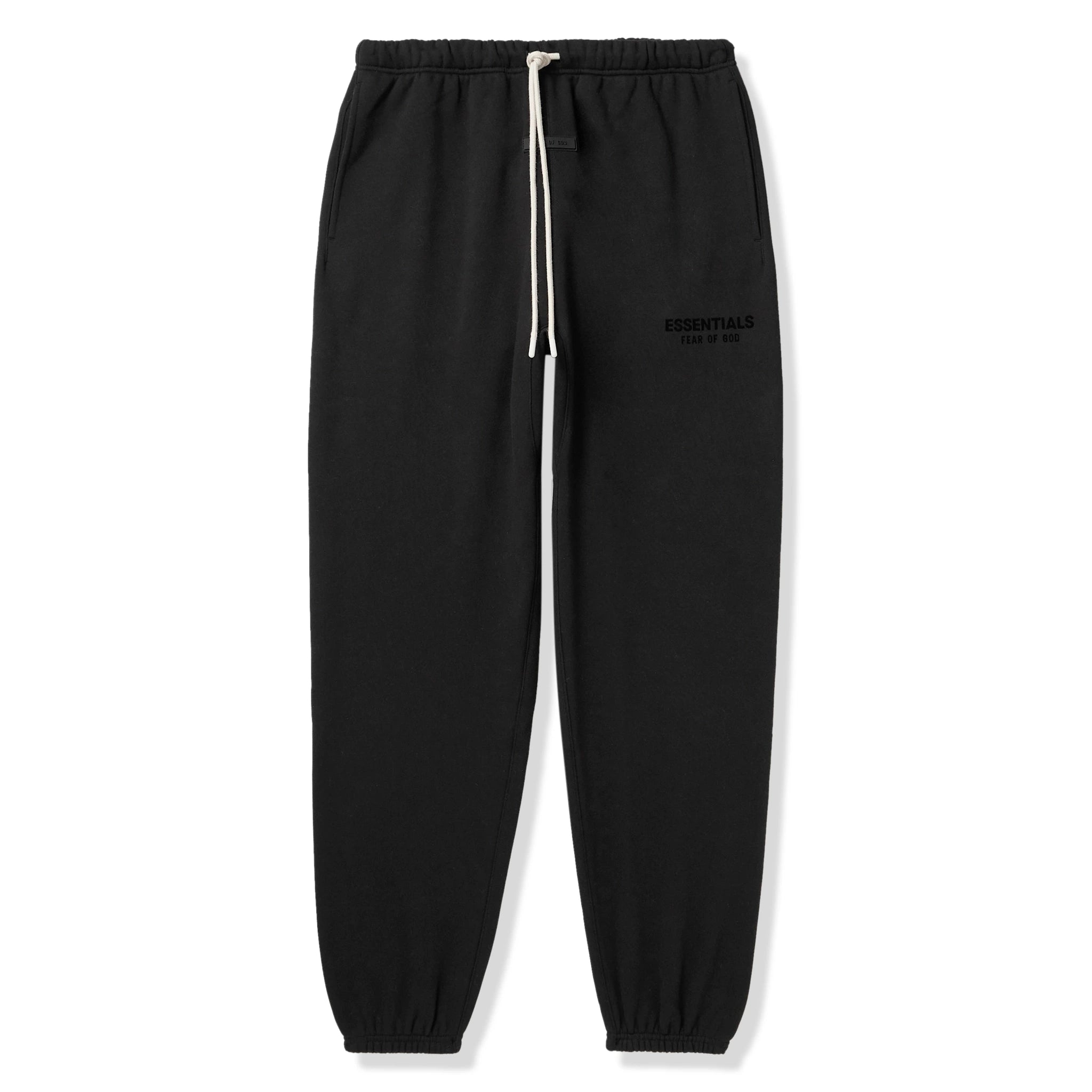 Fear of God Essentials Jet Black Sweatpants for Men - Comfortable Lounge & Streetwear Sweatpants (FW23 Collection) - Perfect for Casual Wear, Gym, and Travel