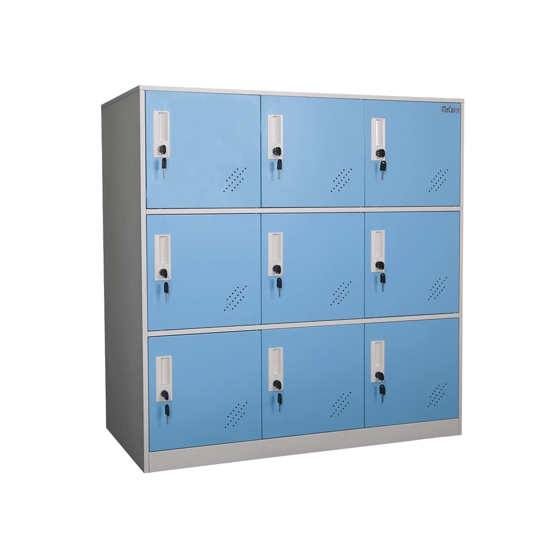 Metal Storage Cabinet with Lock - Small Organizer for Toys, Clothes & Personal Belongings | 9-Drawer Blue Cabinet for Living Room, Bedroom & Office Organization