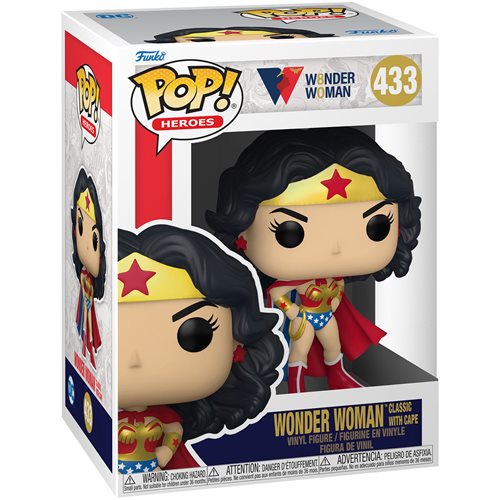 DC Heroes Pop! Vinyl Figure 80th Anniversary Wonder Woman (Classic with Cape) - Funko Pop Collectible for DC Comics Fans, Perfect for Display, Gifts & Superhero Decor