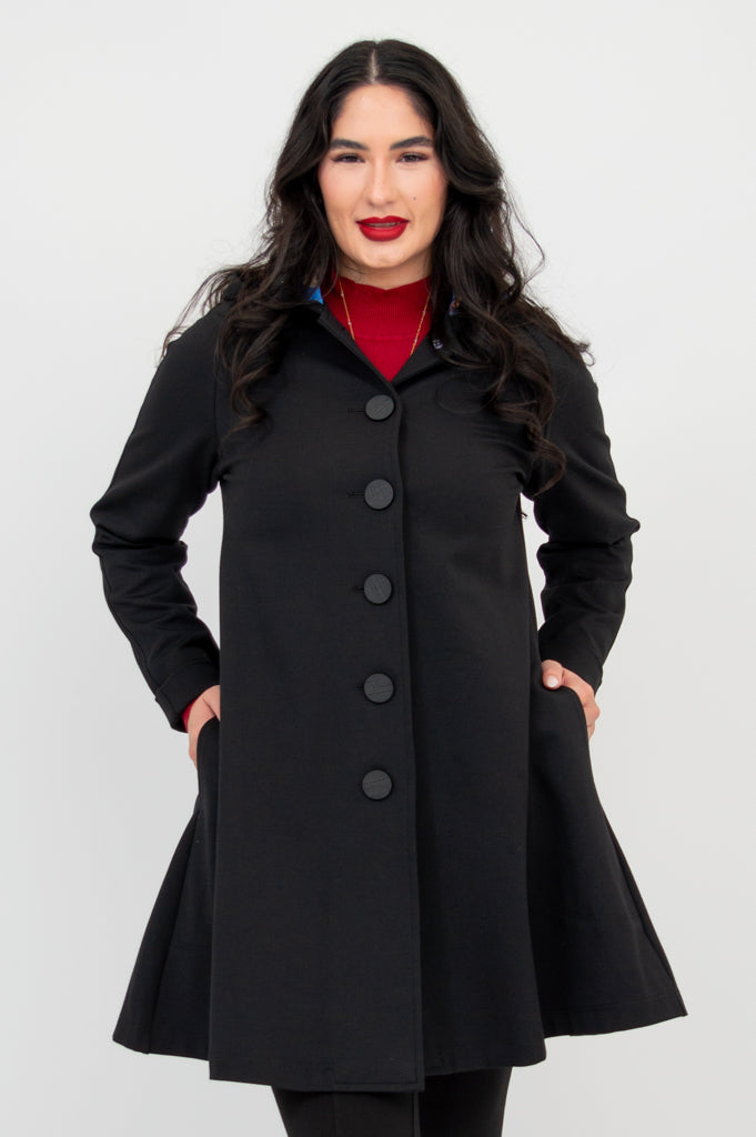 Florence Coat for Women - Soft Modal Fabric, Black Winter Trench Coat - Perfect for Office, Date Night & Cold Weather