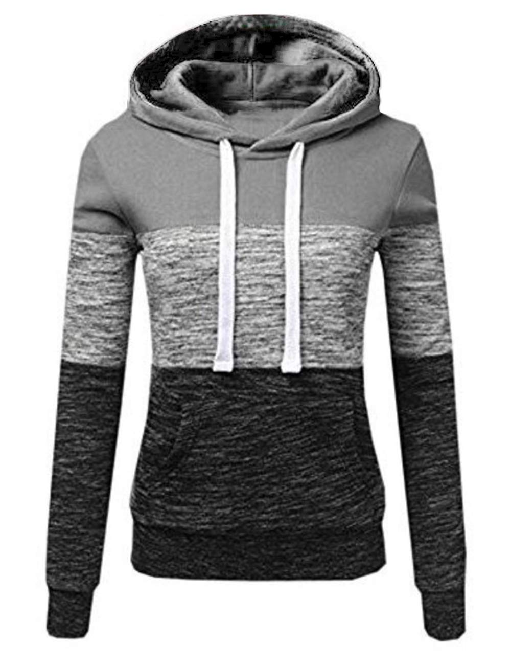Sexyshine Women's Long Sleeve Striped Color Block Hoodie - Funnel Neck Pullover Sweatshirt for Casual Wear, Fall Fashion & Outdoor Activities