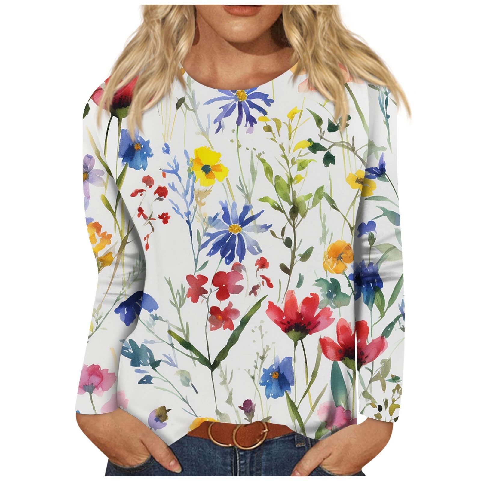 Trendy Plus Size Women's Casual Crewneck Long Sleeve Pullover Blouse - Loose Fit Basic Sweatshirt with Stylish Print for Everyday Wear | Perfect for Office, Weekend Outings & Layering in 2023
