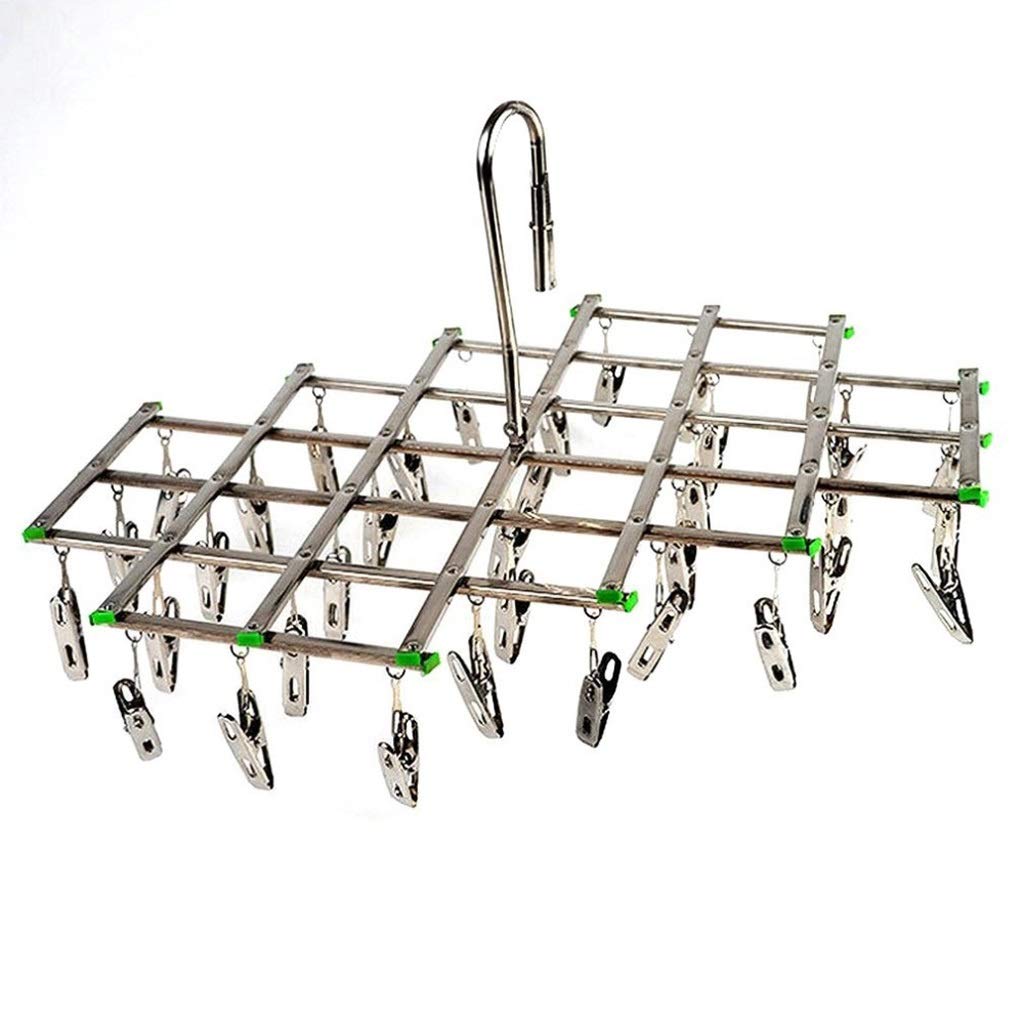 UXZDX Stainless Steel Sock Hanger with 35 Swivel Clips - Windproof Drying Rack for Underwear, Bras, Socks & Gloves | Perfect for Bathroom, Laundry Room & Small Space Organization