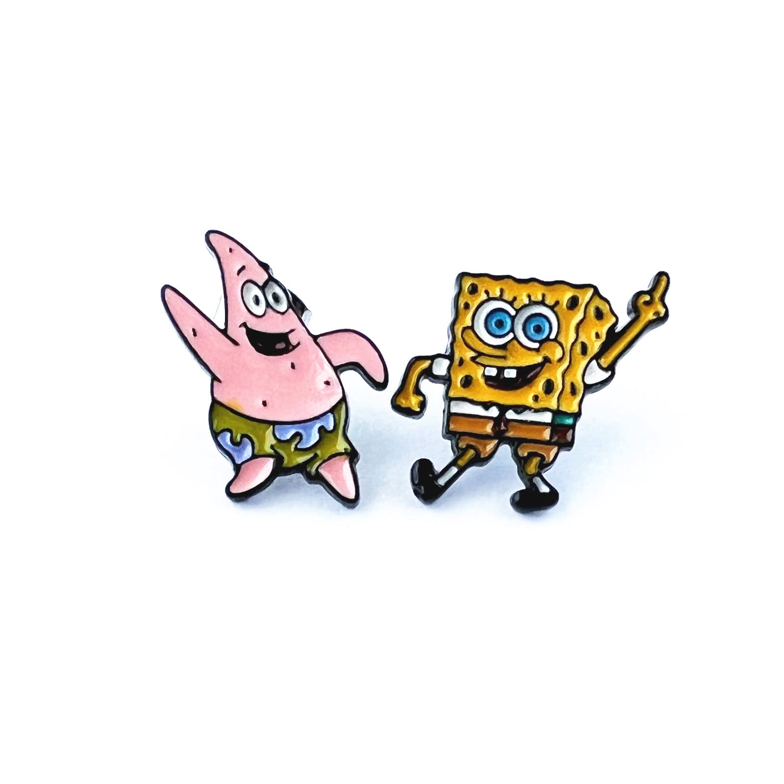 SpongeBob SquarePants Stud Earrings - Cartoon Character Metal Jewelry for Women & Girls - Perfect Gift for Birthday, Cosplay & Daily Wear