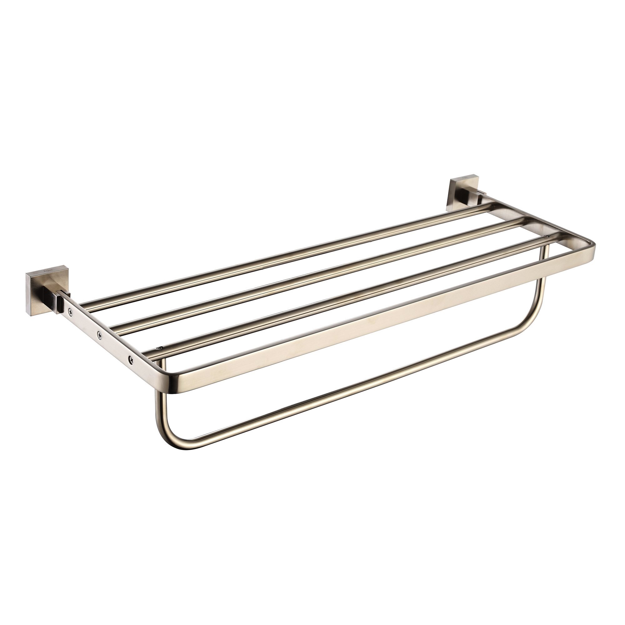 Kraus Aura Brushed Nickel Bathroom Accessories Set - Modern Towel Rack with Bar for Bath Towels | Perfect for Spa-Style Bathrooms & Luxury Home Decor