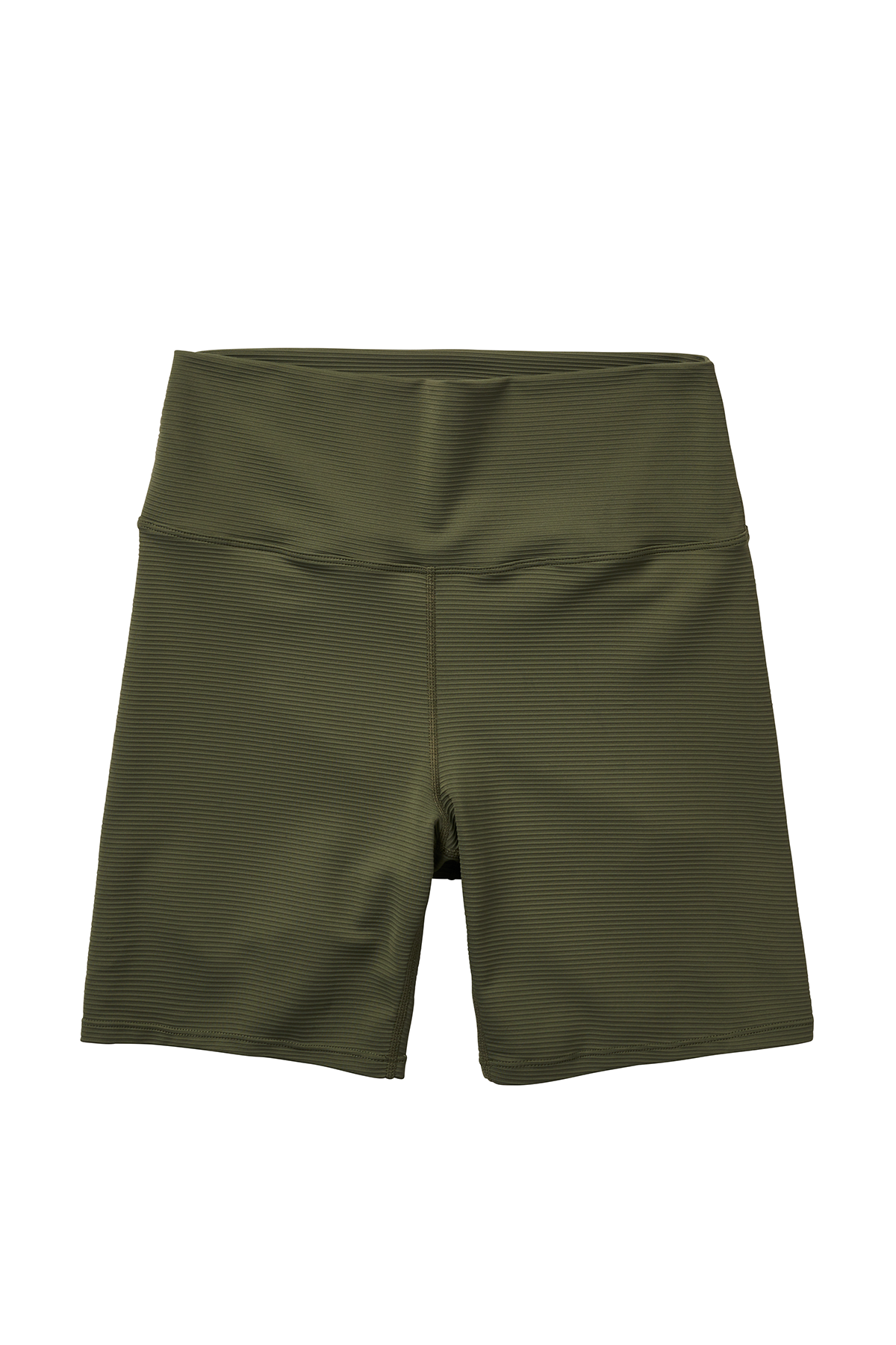 High Waist Women's Bike Shorts - Ribbed Fabric for Comfort & Style - Perfect for Cycling, Yoga & Workouts - Seaweed Green
