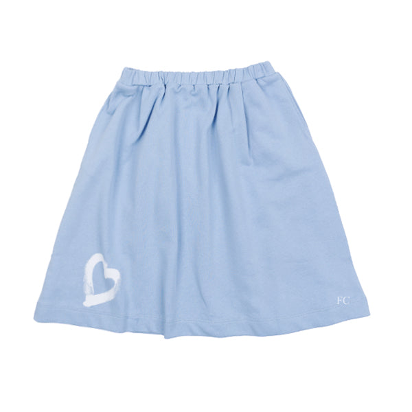 Be For All Light Blue Heart Print Skirt - Women's Casual Flowy Midi Skirt for Spring & Summer Outfits, Dates, and Beach Vacations