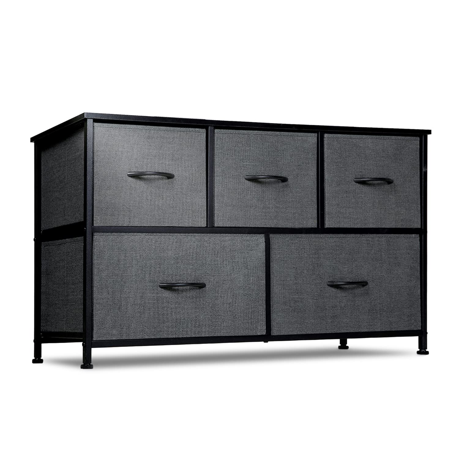 Reyade 5-Drawer Dresser for Bedroom - Fabric Storage Organizer Chest for Closet, Hallway, Entryway & Nursery - Black | Perfect for Small Space Organization & Home Decor