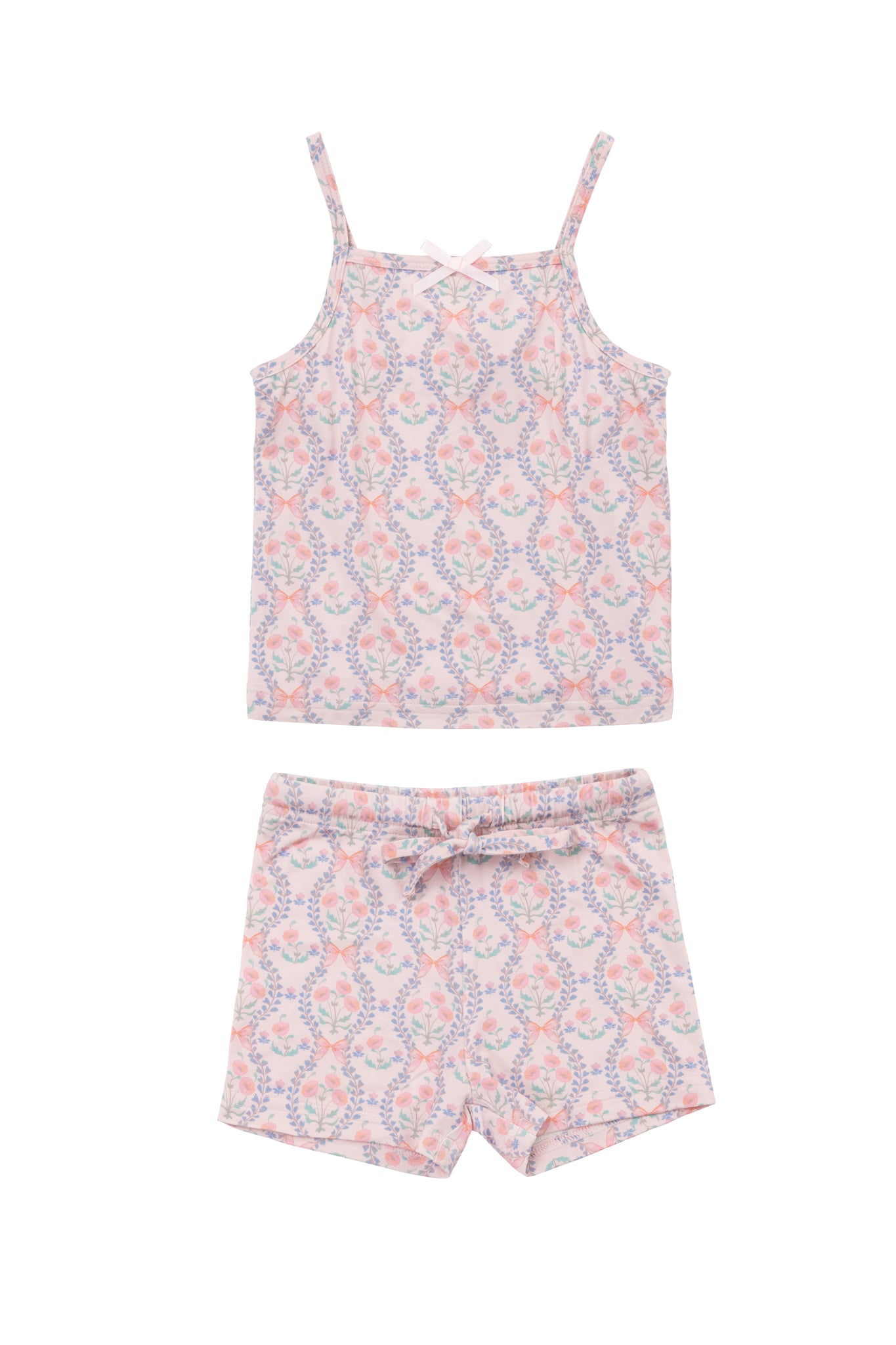 Mini Opal Pajama Set for Women - Soft Raquel Pink Floral Sleepwear, Comfortable Short Sleeve & Shorts Lounge Set - Perfect for Sleep, Relaxation & Summer Nights