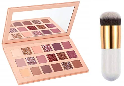ClubBeauty 18-Color Nude Eyeshadow Palette with White Foundation & Professional Makeup Brush Set - Perfect for Everyday Makeup, Party Looks, and Professional Makeup Artists