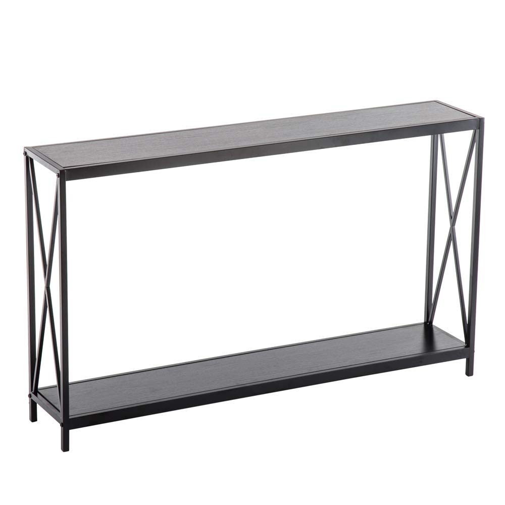 Modern Console Table for Entryway, Hallway & Living Room - Slim Sofa Table with Sturdy Metal Frame - Perfect for Home Decor, Storage & Display (Black) - Ideal for Small Spaces, Apartments & Farmhouse Style