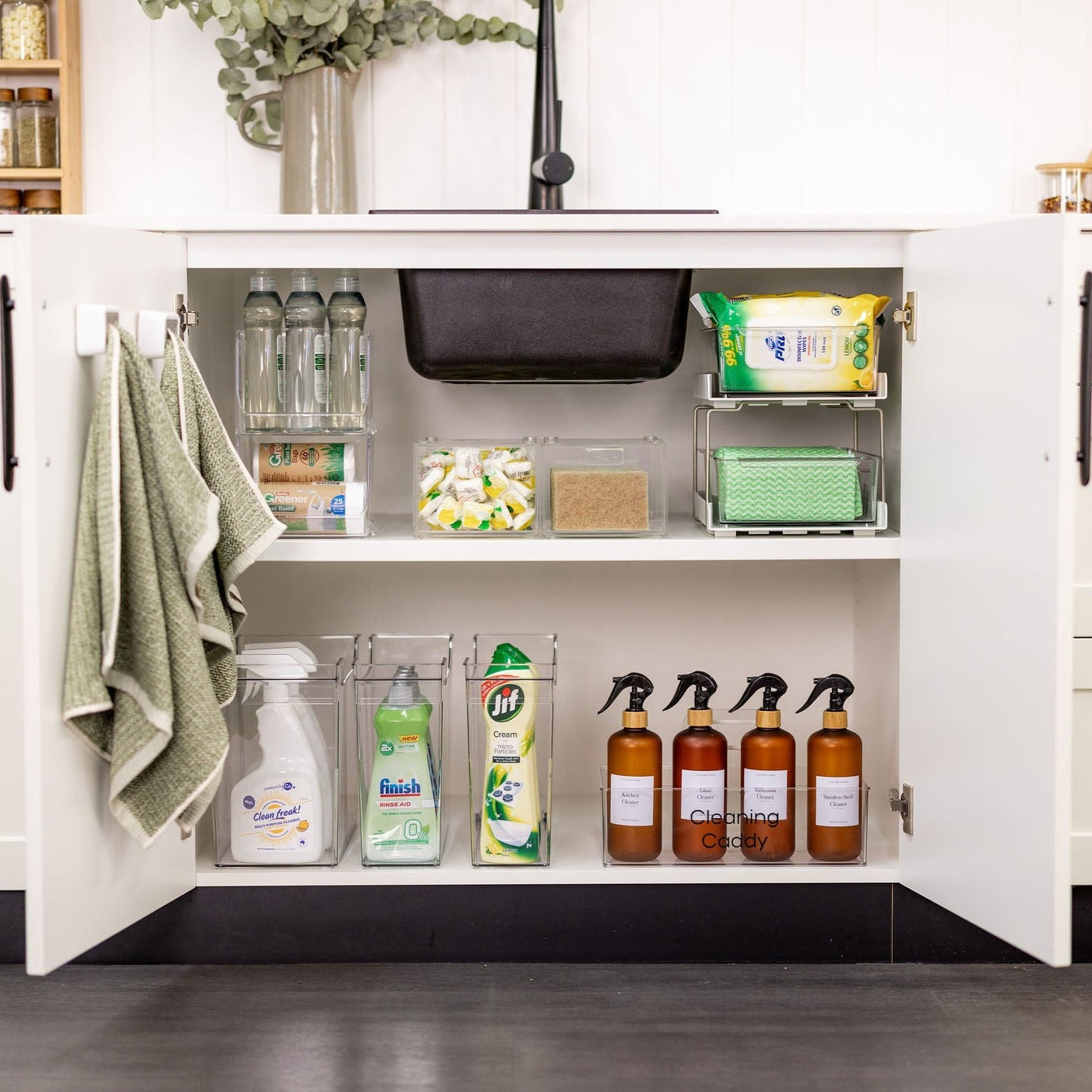 Clear Pull Out Organizer Wide - Expandable Drawer Storage for Kitchen, Bathroom & Office - Perfect for Utensils, Makeup & Office Supplies