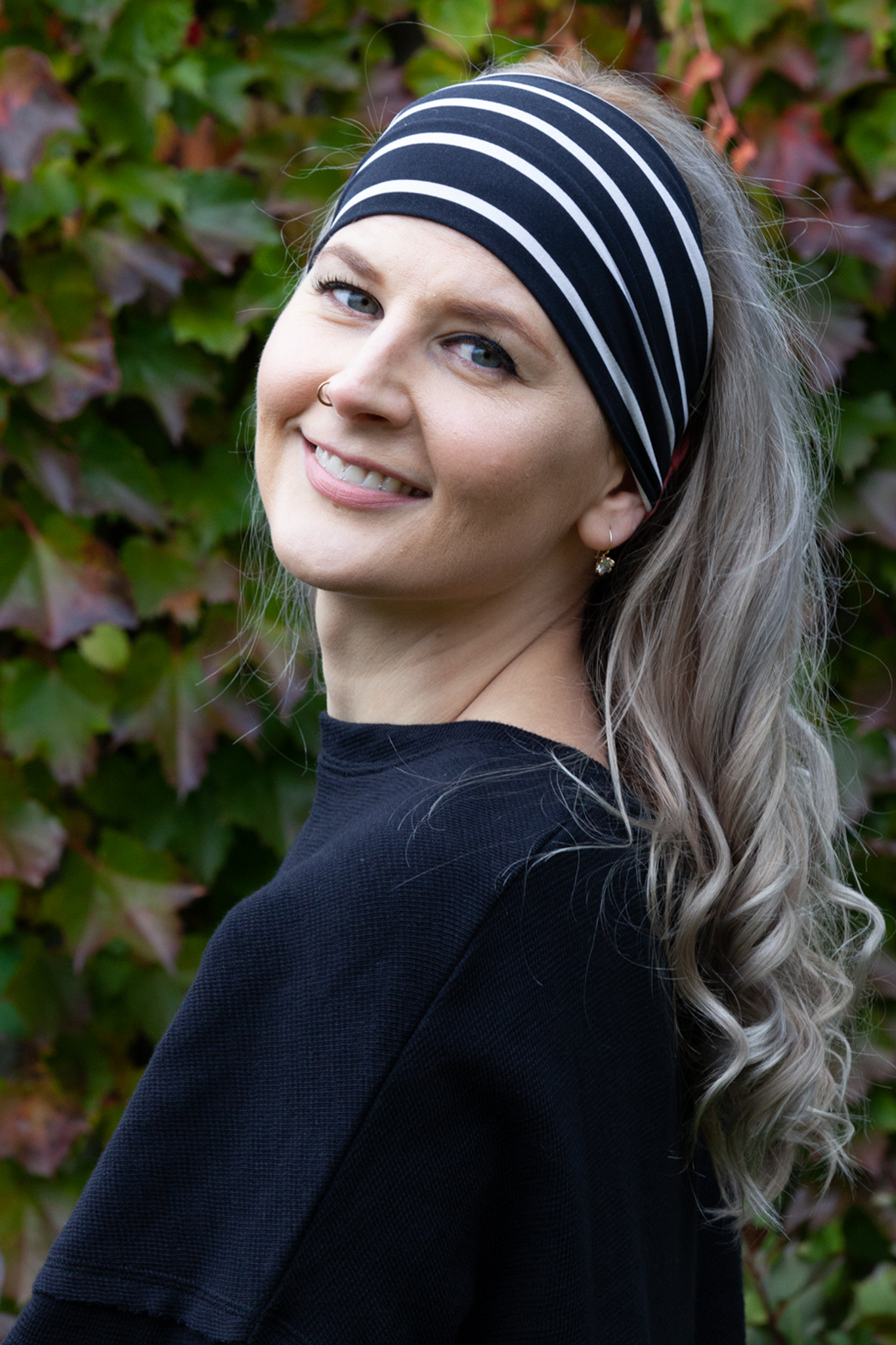 Super Soft White Stripe Headband for Women - Breathable Stretchable Hair Band for Workouts, Yoga & Everyday Wear