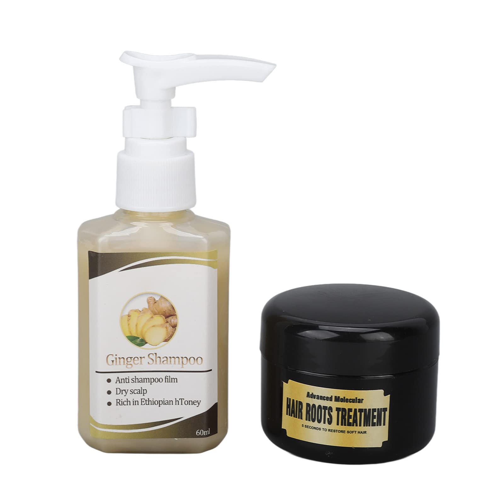 Petyoung Ginger Shampoo & Conditioner Set - 60ml Shampoo + 30ml Conditioner for Frizzy Hair Repair - Travel Size Hair Care Combo for Vacation, Gym & On-The-Go Use