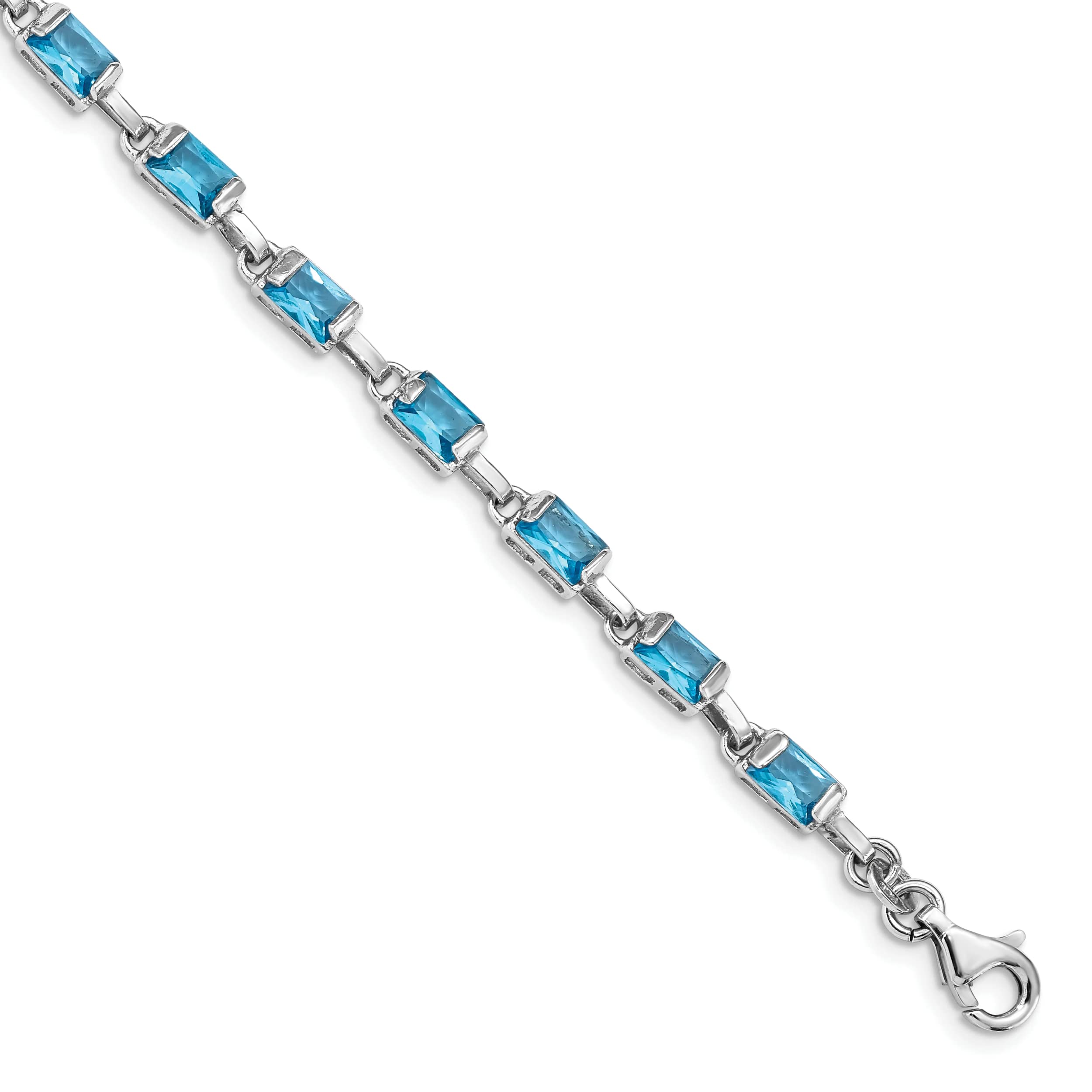 Blue Topaz Sterling Silver Bracelet for Women - Elegant Rectangular Gemstone Jewelry Gift for Birthday, Anniversary & Special Occasions