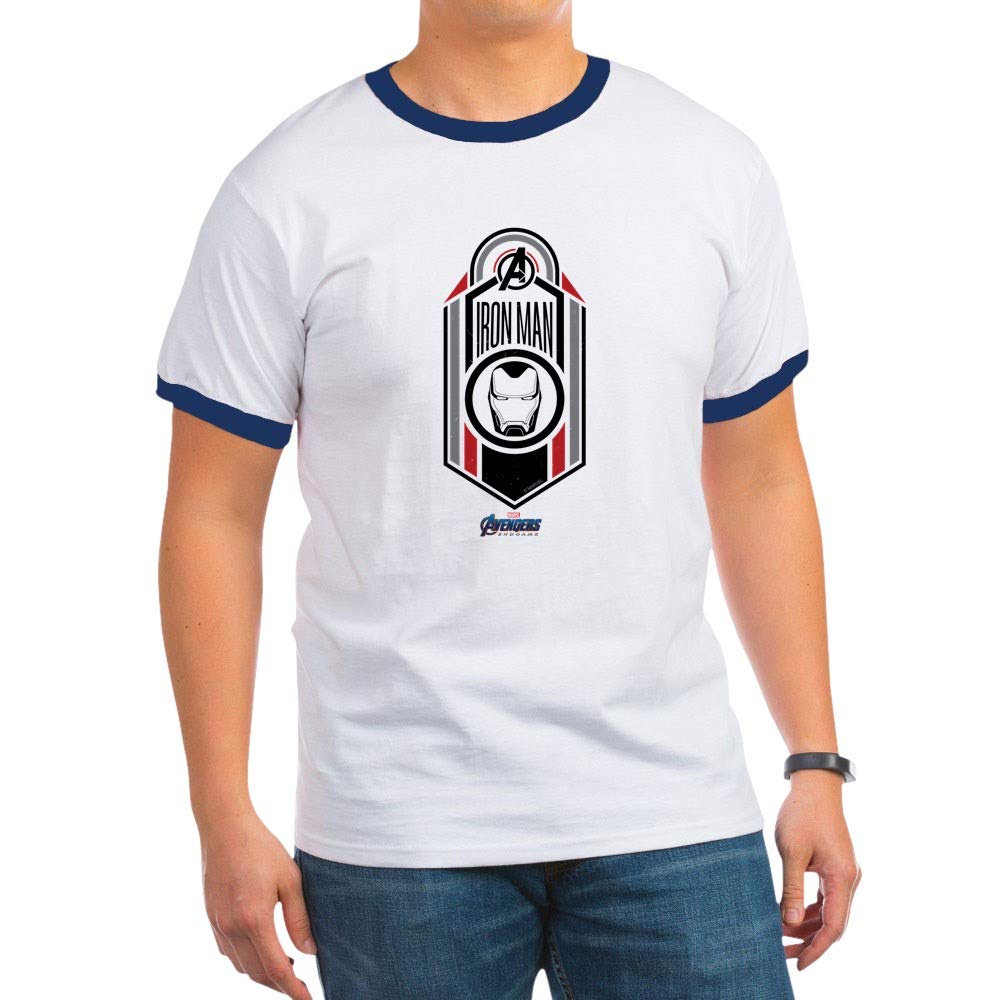Iron Man Logo Ringer T-Shirt - Marvel Superhero Graphic Tee for Men & Women | Casual Wear, Cosplay & Comic Con Outfits