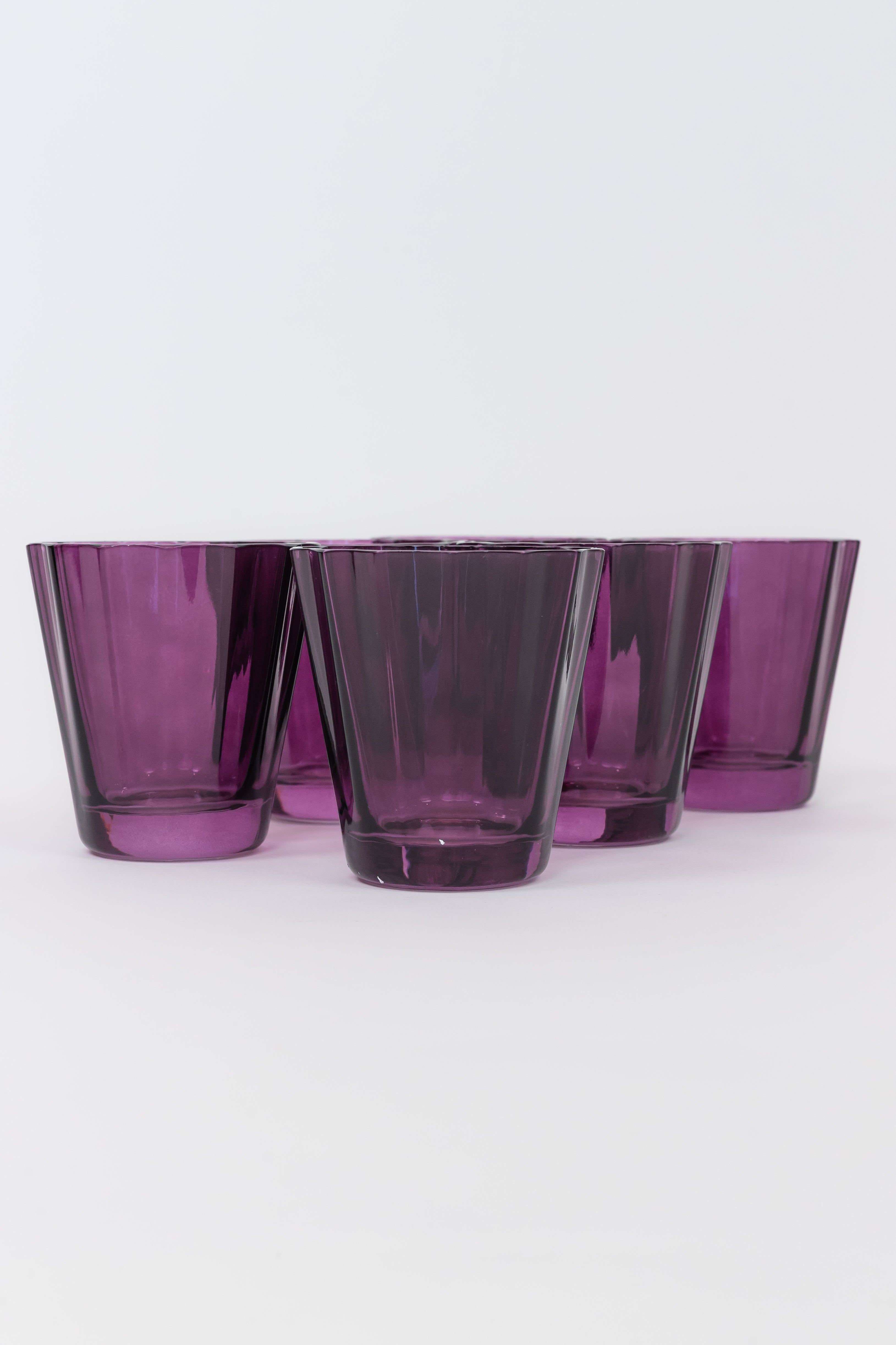 Estelle Colored Sunday Lowball Glasses - Set of 6 Amethyst Purple Cocktail Glasses for Home Bar, Party & Entertaining